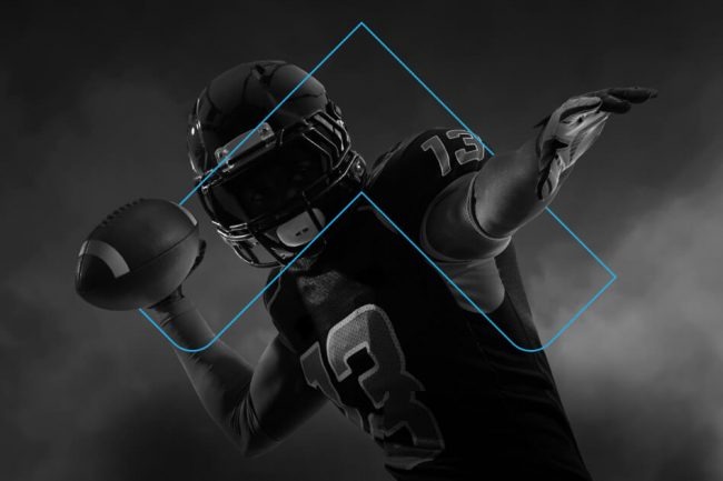 Football player in action, symbolizing dynamic and result-oriented strategies offered by a marketing agency in Riyadh.